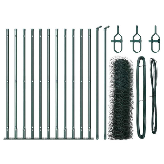 Zaun mit Pfosten Grün 0,4 x 25 m PVC-beschichteter Stahl