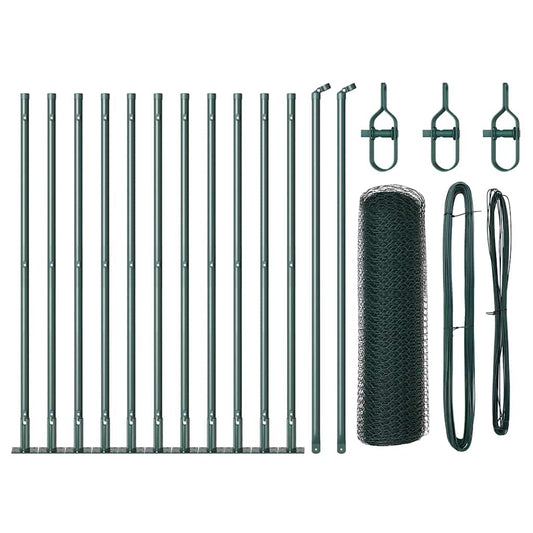 Zaun mit Pfosten Grün 0,6 x 25 m PVC-beschichteter Stahl
