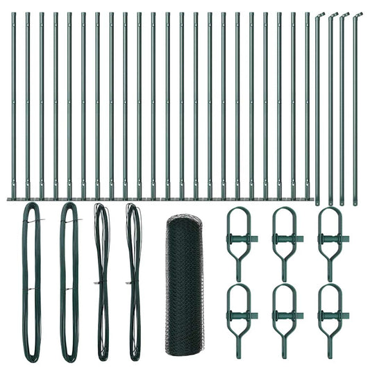 Zaun mit Pfosten Grün 1 x 50 m PVC-beschichteter Stahl