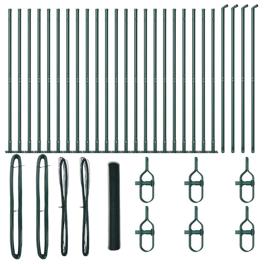 Zaun mit Pfosten Grün 1,2 x 50 m PVC-beschichteter Stahl