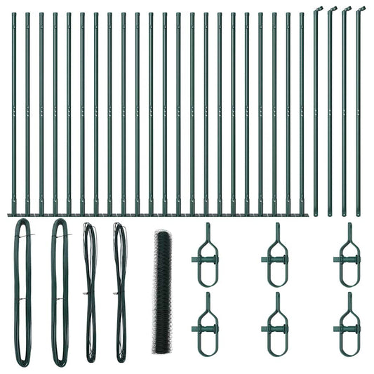 Zaun mit Pfosten Grün 1,2 x 50 m PVC-beschichteter Stahl