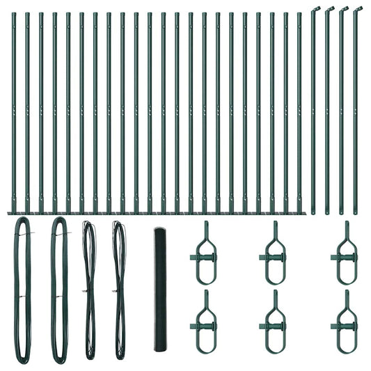 Zaun mit Pfosten Grün 1,5 x 50 m PVC-beschichteter Stahl