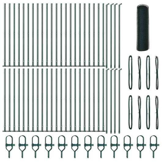 Zaun mit Pfosten Grün 0,4 x 100 m PVC-beschichteter Stahl