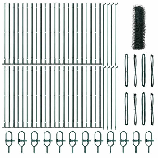 Zaun mit Pfosten Grün 0,5 x 100 m PVC-beschichteter Stahl
