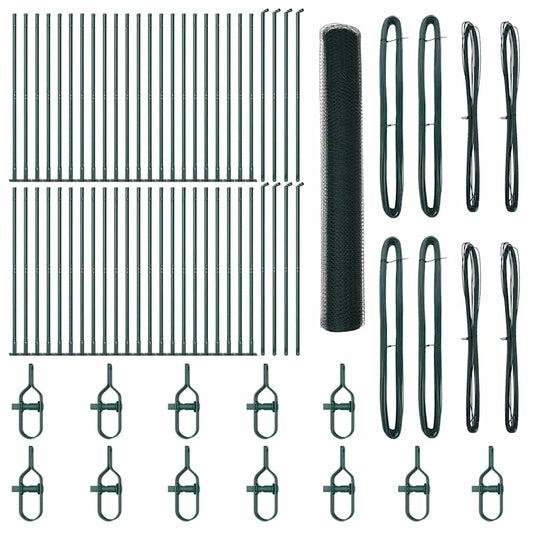 Zaun mit Pfosten Grün 1,2 x 100 m PVC-beschichteter Stahl