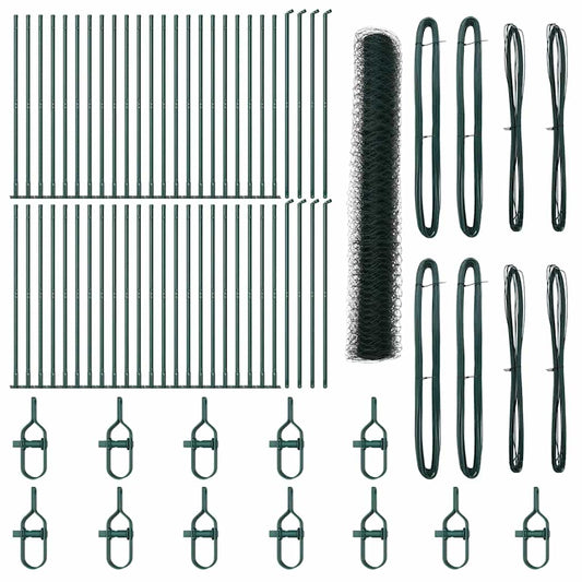 Zaun mit Pfosten Grün 1,2 x 100 m PVC-beschichteter Stahl