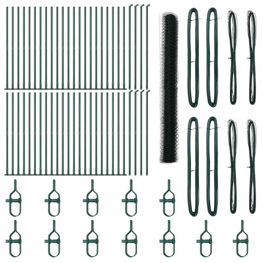 Zaun mit Pfosten Grün 1,4 x 100 m PVC-beschichteter Stahl