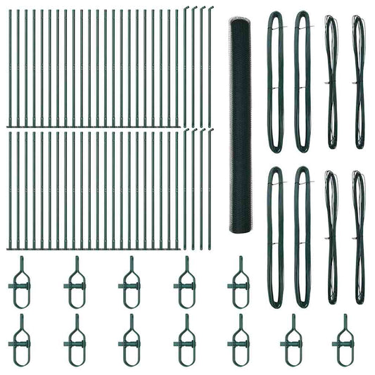 Zaun mit Pfosten Grün 1,5 x 100 m PVC-beschichteter Stahl