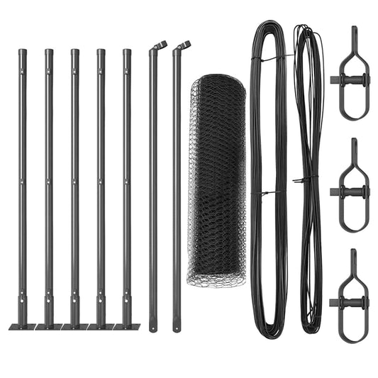 Zaun mit Pfosten Grau 0,5 x 10 m PVC-beschichteter Stahl