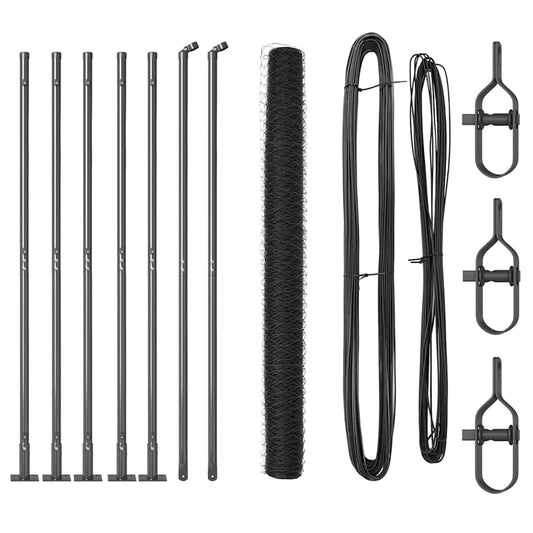 Zaun mit Pfosten Grau 1,6 x 10 m PVC-beschichteter Stahl