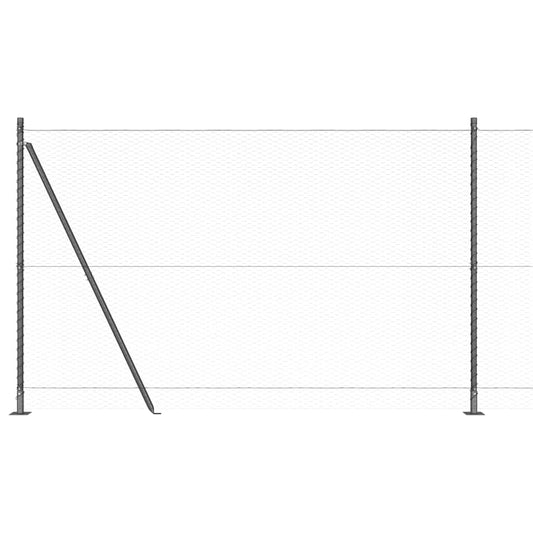 Zaun mit Pfosten Grau 1,5 x 25 m PVC-beschichteter Stahl