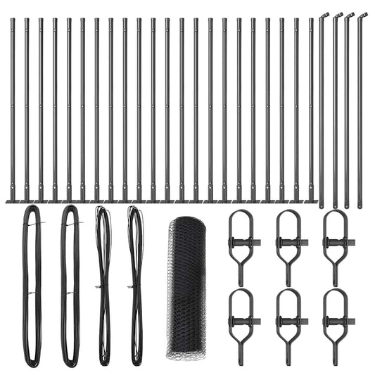 Zaun mit Pfosten Grau 0.4 x 50 m PVC-beschichteter Stahl