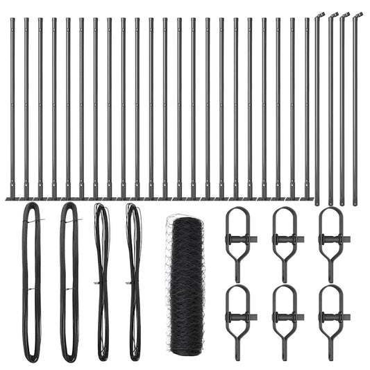 Zaun mit Pfosten Grau 0,6 x 50 m PVC-beschichteter Stahl