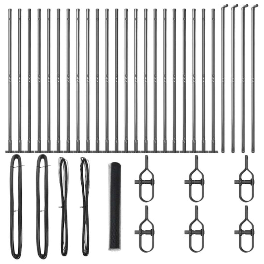 Zaun mit Pfosten Grau 1,2 x 50 m PVC-beschichteter Stahl