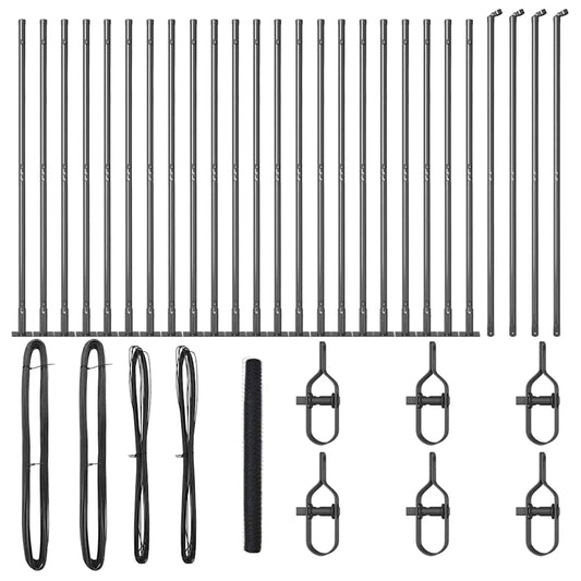 Zaun mit Pfosten Grau 1,5 x 50 m PVC-beschichteter Stahl