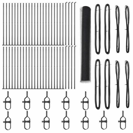 Zaun mit Pfosten Grau 1,2 x 100 m PVC-beschichteter Stahl