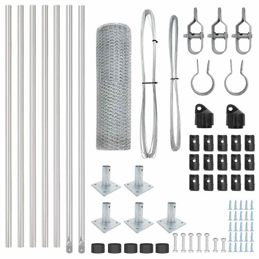 Zaun mit Pfosten Silber 0,6 x 10 m PVC-beschichteter Stahl