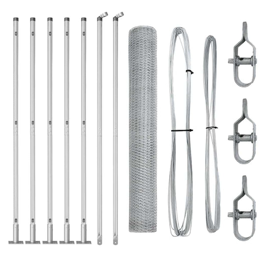 Zaun mit Pfosten Silber 1 x 10 m PVC-beschichteter Stahl