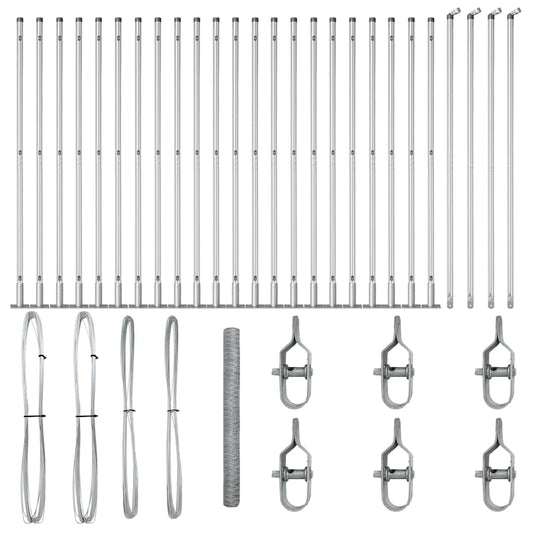 Zaun mit Pfosten Silber 1,5 x 50 m PVC-beschichteter Stahl