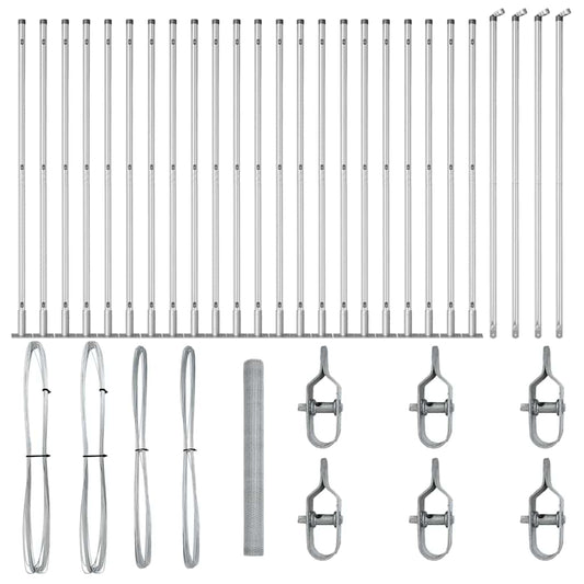 Zaun mit Pfosten Silber 1,6 x 50 m PVC-beschichteter Stahl