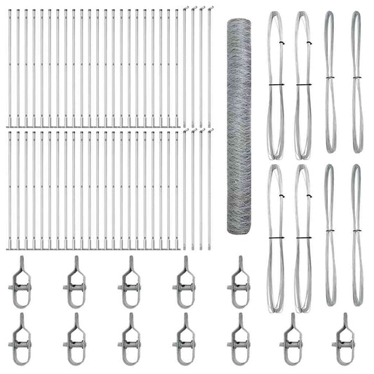 Zaun mit Pfosten Silber 1,2 x 100 m PVC-beschichteter Stahl