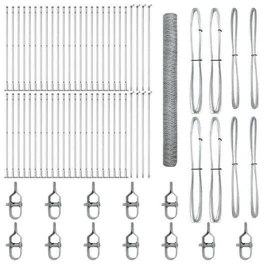 Zaun mit Pfosten Silber 1,4 x 100 m PVC-beschichteter Stahl