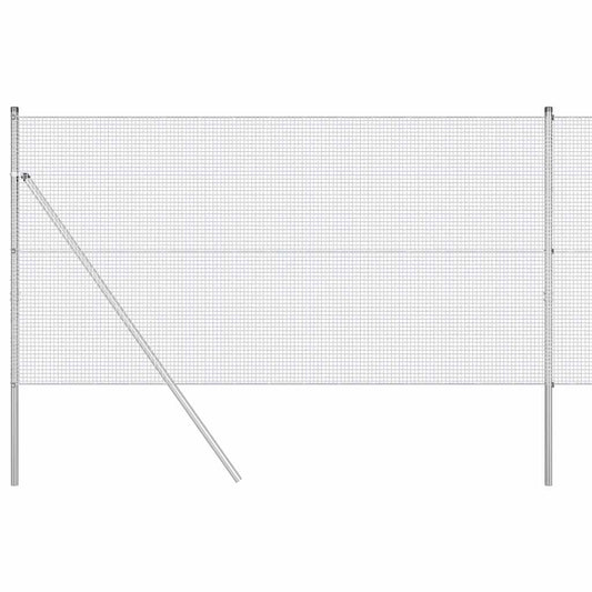 Zaun mit Pfosten Silber 1 x 50 m Stahl