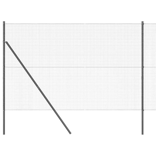 Zaun mit Pfosten Grau 1,5 x 25 m Stahl