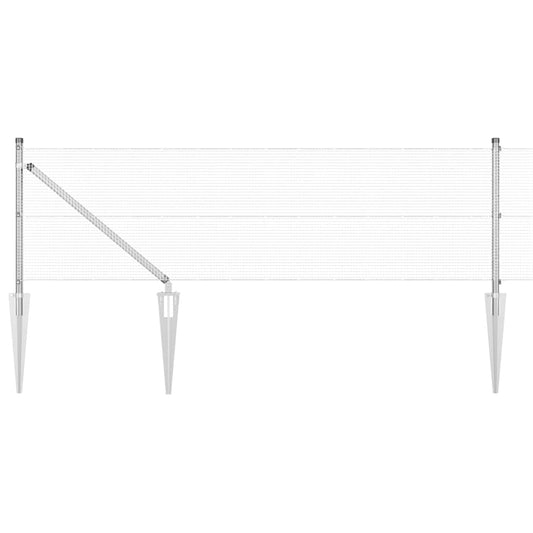 Zaun mit Pfosten Silber 0,6 x 100 m Stahl