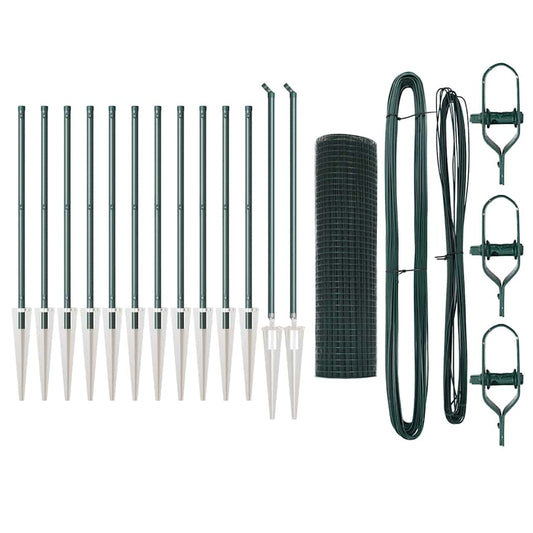 Zaun mit Pfosten Grün 0,5 x 25 m Stahl