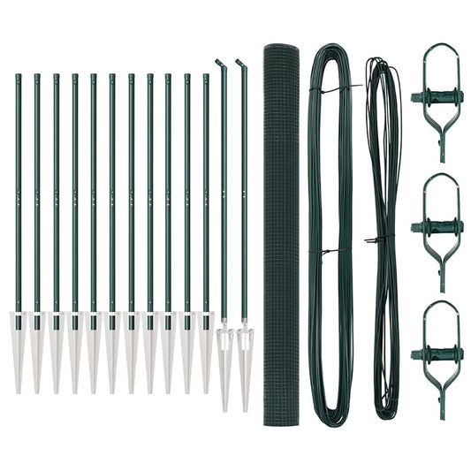 Zaun mit Pfosten Grün 1,5 x 25 m Stahl