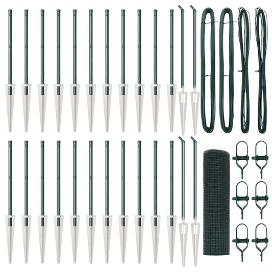 Zaun mit Pfosten Grün 1 x 50 m Stahl
