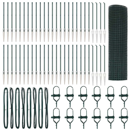 Zaun mit Pfosten Grün 0,8 x 100 m Stahl