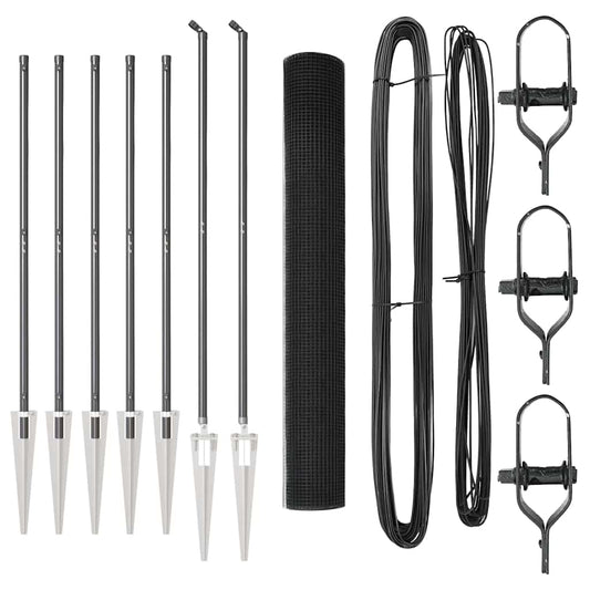 Zaun mit Pfosten Grau 1,4 x 10 m Stahl