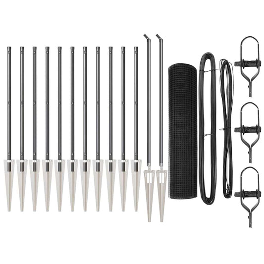 Zaun mit Pfosten Grau 0,6 x 25 m Stahl