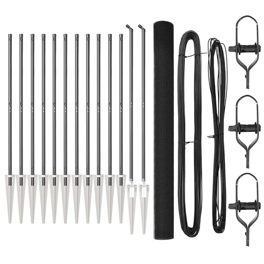 Zaun mit Pfosten Grau 1.6 x 25 m Stahl