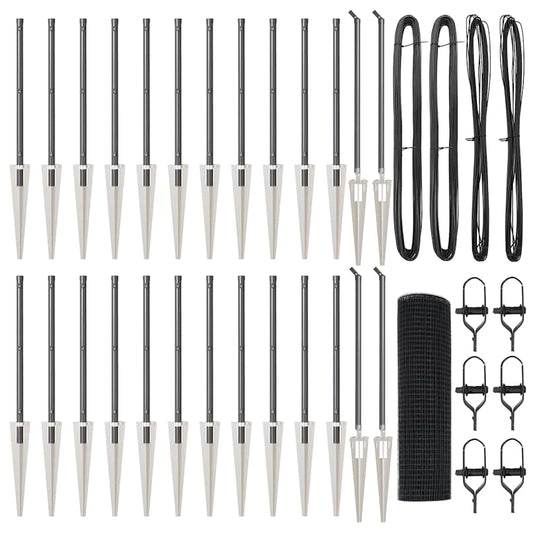 Zaun mit Pfosten Grau 0,6 x 50 m Stahl