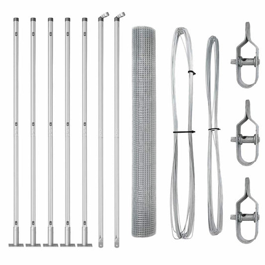 Zaun mit Pfosten Silber 1 x 10 m Stahl