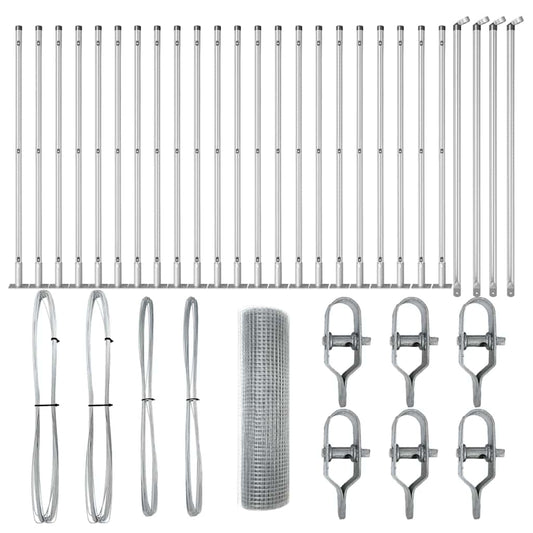 Zaun mit Pfosten Silber 0,8 x 50 m Stahl