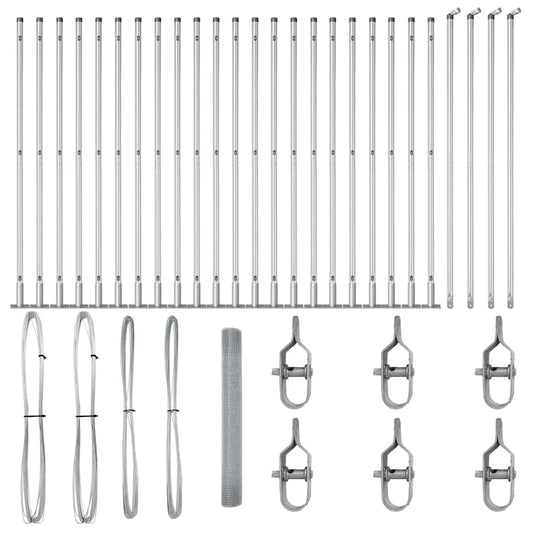 Zaun mit Pfosten Silber 1,2 x 50 m Stahl