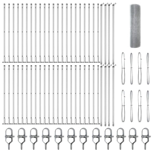 Zaun mit Pfosten Silber 0,6 x 100 m Stahl