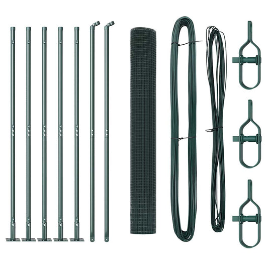 Zaun mit Pfosten Grün 1 x 10 m Stahl