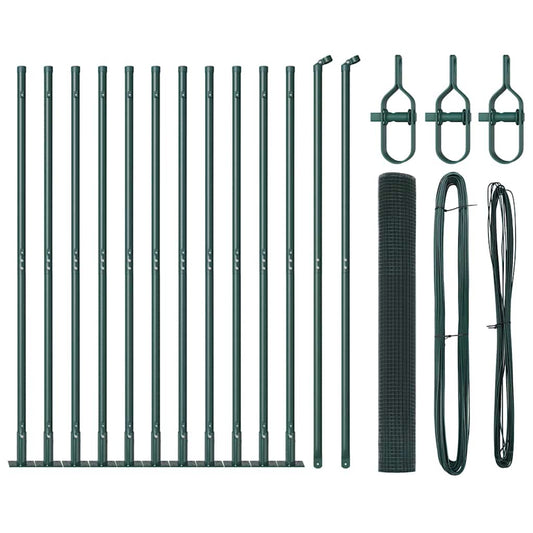 Zaun mit Pfosten Grün 1 x 25 m Stahl