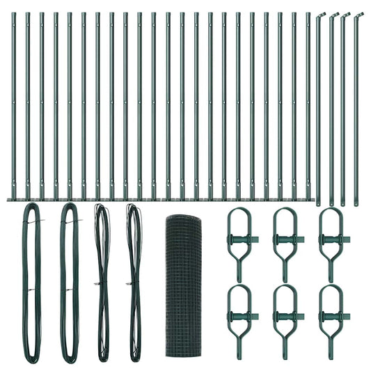 Zaun mit Pfosten Grün 1 x 50 m Stahl