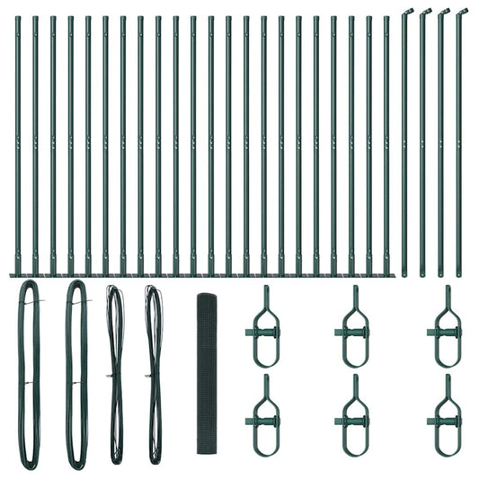 Zaun mit Pfosten Grün 1,2 x 50 m Stahl