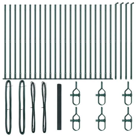 Zaun mit Pfosten Grün 1,5 x 50 m Stahl