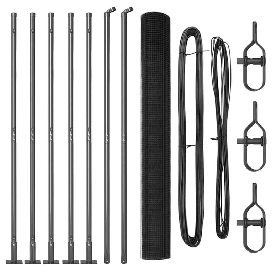 Zaun mit Pfosten Grau 1,4 x 10 m Stahl