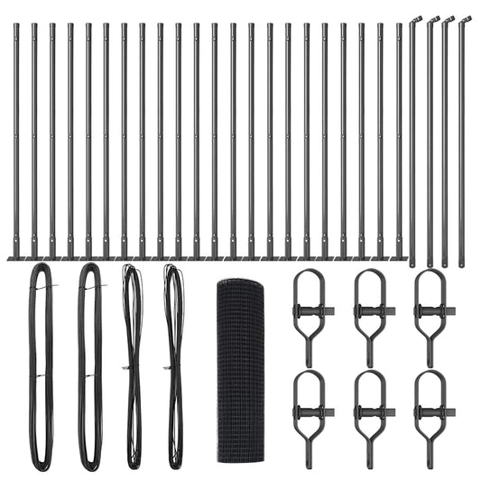 Zaun mit Pfosten Grau 0,6 x 50 m Stahl