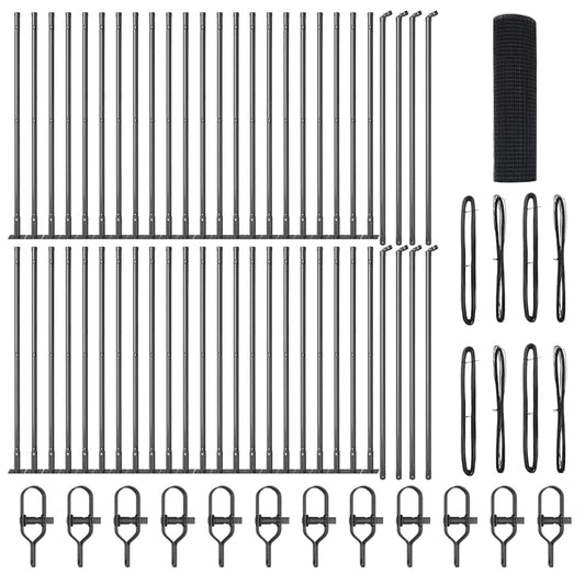 Zaun mit Pfosten Grau 0,8 x 100 m Stahl