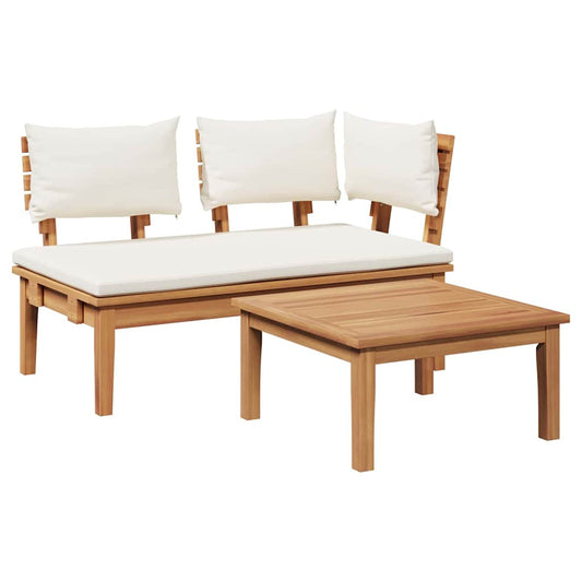 Gartenbank 2 pcs Braun Massivholz Teak